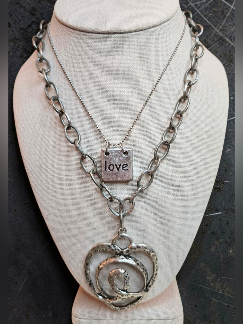 Set Of 2 Silver Tone Necklaces